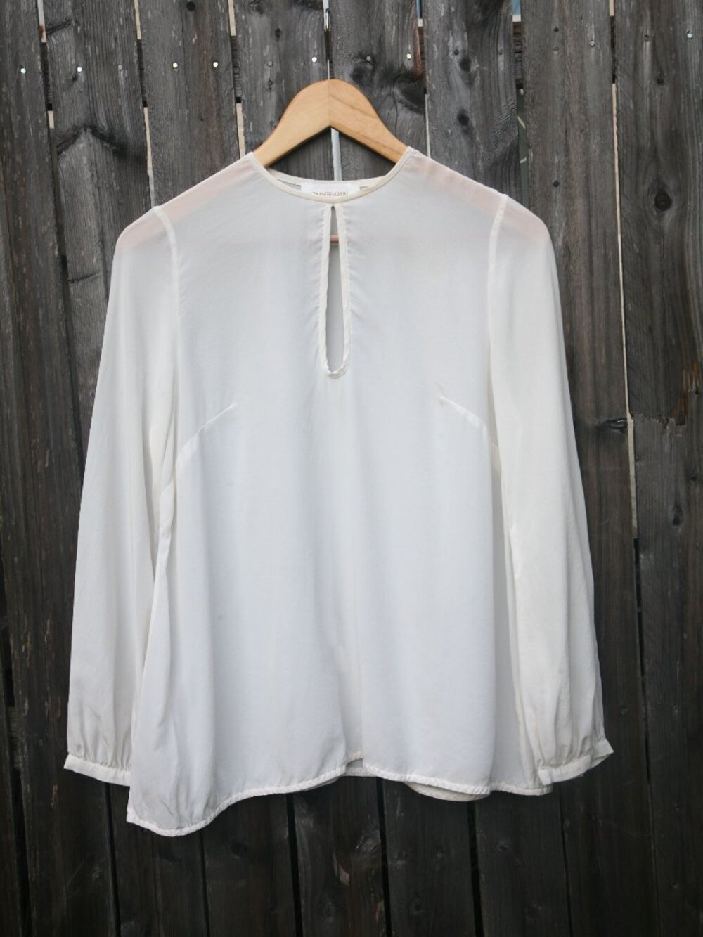 Size 1 - ZIMMERMANN Women's Minimalist Ivory Silk Long Sleeve Sheer Blouse